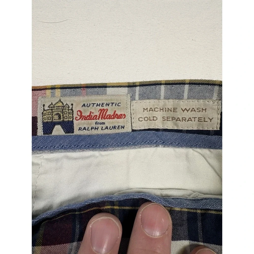 Polo Ralph Lauren India Madras Plaid PGA Shorts Cotton Classic Mens 35 Fast Ship